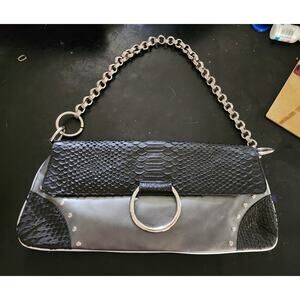 Vintage Charle Lapson clutch bag with chain strap gray and black